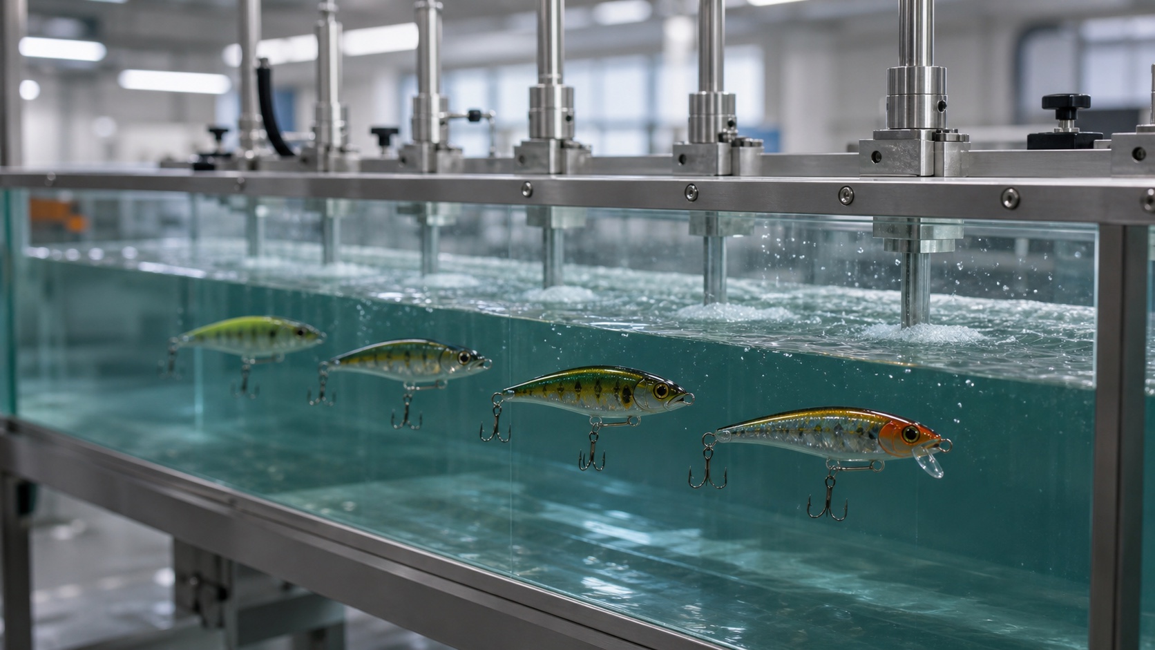Fishing lure swim testing tank