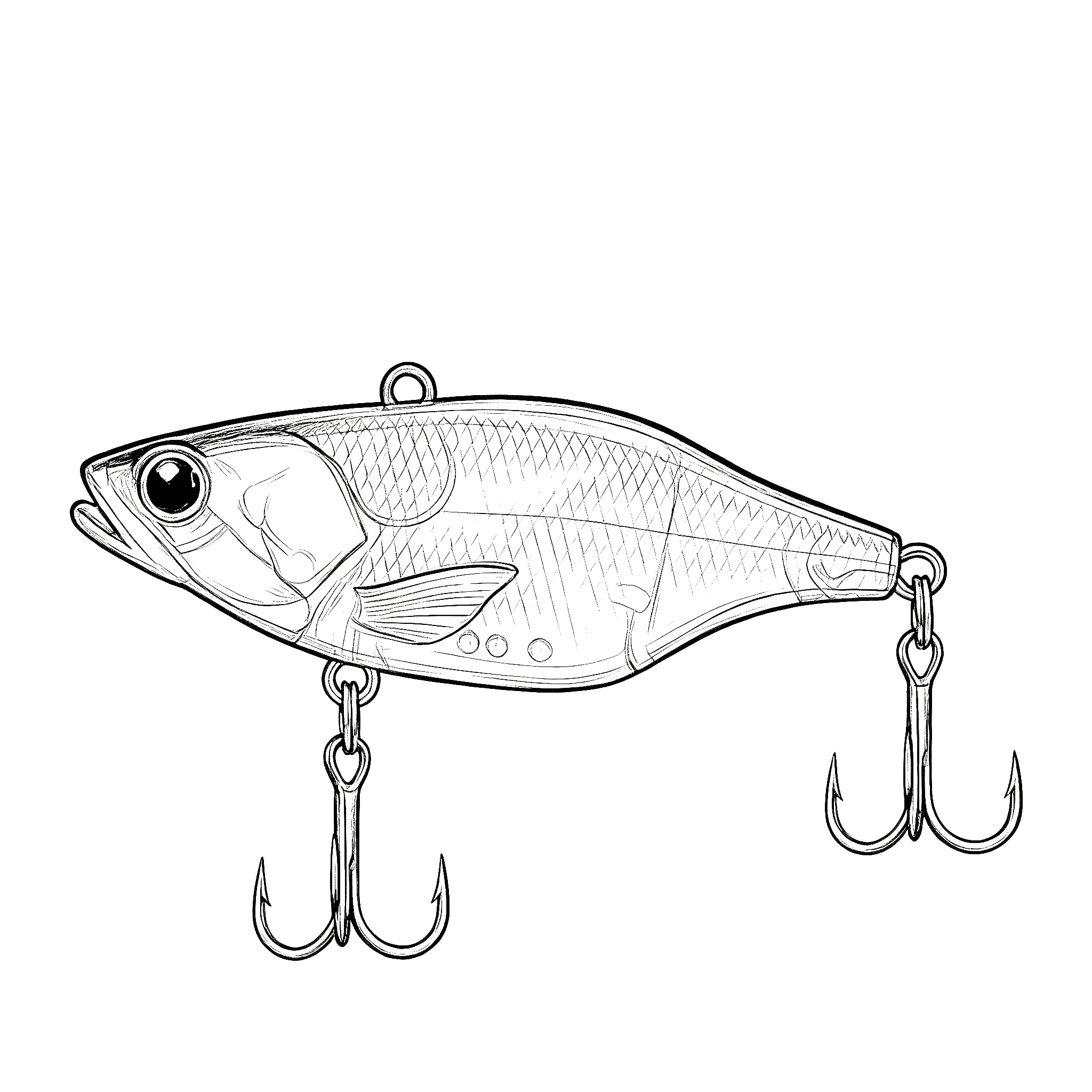Fishing lure structure line drawing